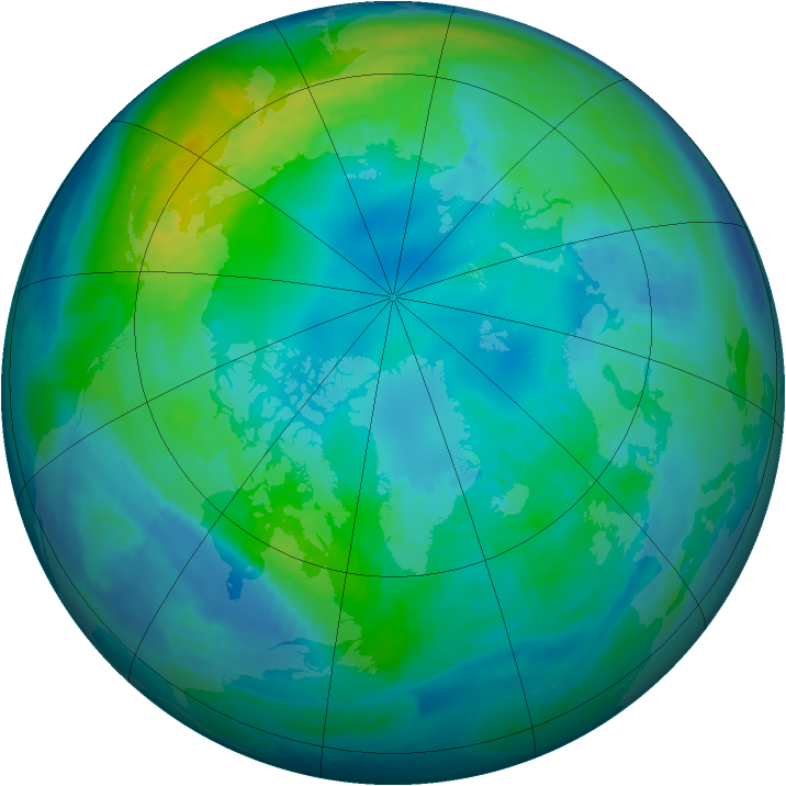 Arctic ozone map for 25 October 2000